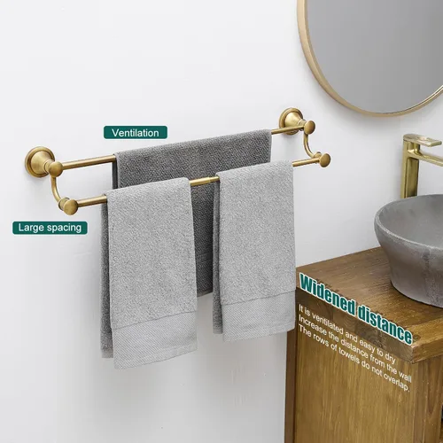Vista 5 de Hoimpro - Barra de toalla retráctil ajustable de 15-27 pulgadas de acero inoxidable para baño, accesorios de baño, barra de toalla doble para baño
