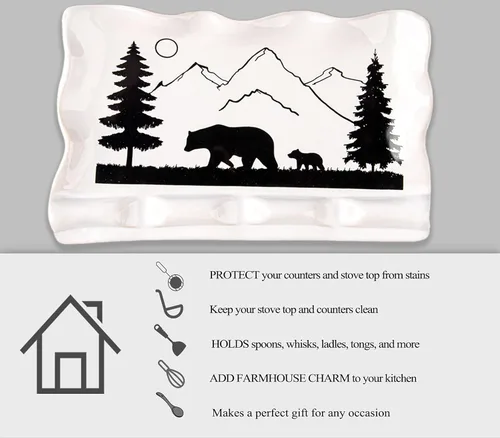 Vista 4 de Soporte para cuchara para estufa, soporte para cucharas para encimera de cocina, soporte para cucharas para estufa, soporte de cuchara de cerámica