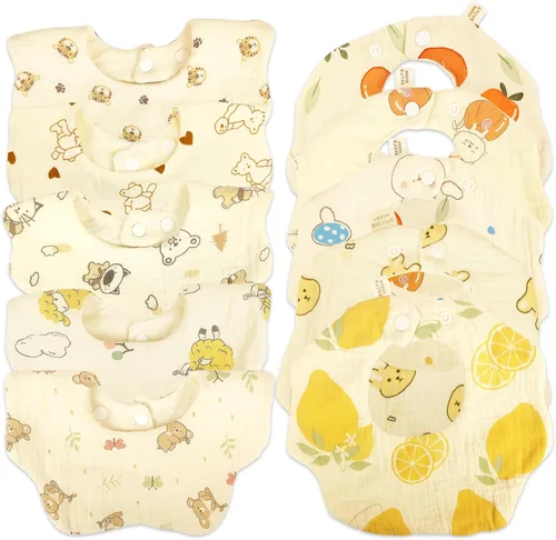 Vista 15 de Baberos de muselina para bebé niña niño para babeo y dentición, paquete de 10