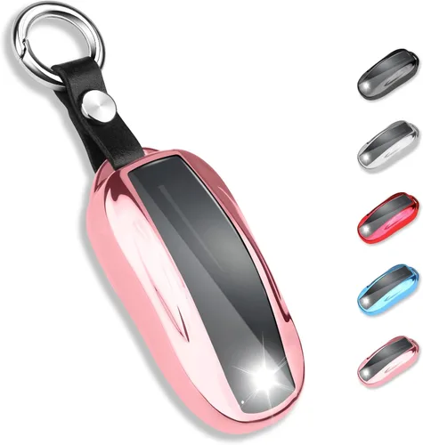 Vista 11 de QBUC para Tesla Funda para Llavero con Llavero de TPU Blanda y Protección Compatible con Tesla Model 3/Y/S (Gris Titanio)