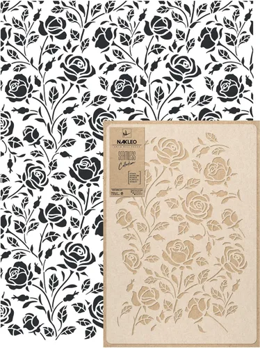 Vista 8 de NAKLEO Plantilla de pared de plástico reutilizable – 23.2 x 37.4 in / 23 x 37 pulgadas – Flores Matisse Abstracto Moderno – Patrón de papel pintado