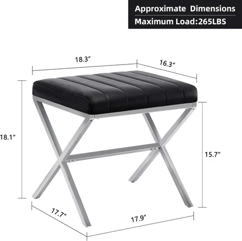 Vista 2 de Duhome - Taburete otomano moderno de piel sintética para tocador, banco de tocador, taburete rectangular de maquillaje, reposapiés acolchado