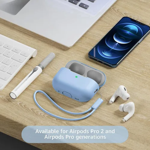 Vista 2 de Compatible con Airpods Pro 2 Case, Funda Protectora de Piel de Silicona Suave con Kit de Limpieza y Cordón Compatible para AirPod Pro de 2ª