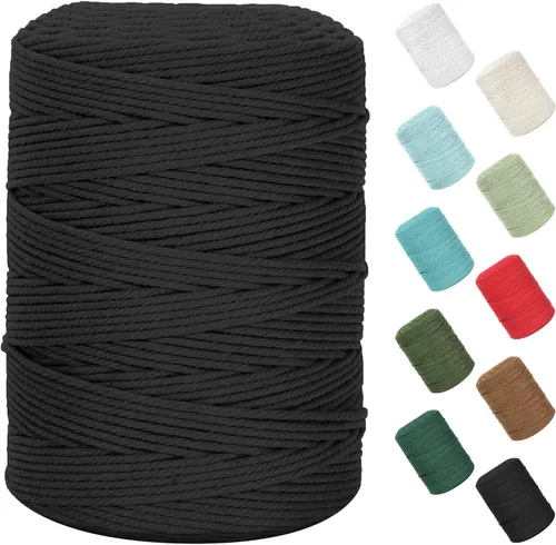 Vista 57 de Cuerda de macramé de 0.079 in x 220 yardas (656 pies), cuerda de algodón natural para colgar en la pared, ganchos de plantas, manualidades, Verde