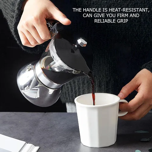 Vista 3 de Gavigain Cafetera espresso para estufa, cafetera espresso para estufa de 6 tazas, cafetera italiana y cubana de acero inoxidable, cafetera doméstica