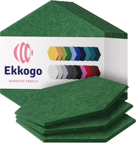 Vista 44 de Paneles acústicos de alta densidad para amortiguar sonidos, forma hexagonal, paquete de 12 unidades de 14" x 12.1" x 0.4", color turquesa océano