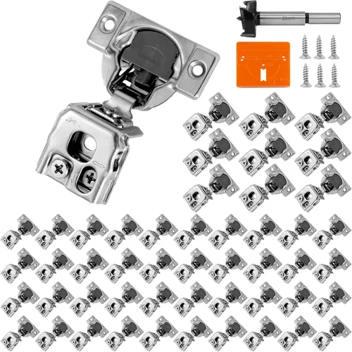 Vista 19 de Bisagras de gabinete de 1 pulgada de superposición con cierre suave, 2 paquetes de bisagras de cierre lento y suave para gabinetes de cocina
