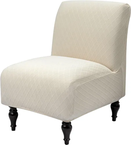 Vista 9 de Iauddy Funda para Silla de Acento Slipper sin Brazos Slipcover, Elástica de Spandex Extraíble Tela Jacquard Funda Antideslizante para Silla