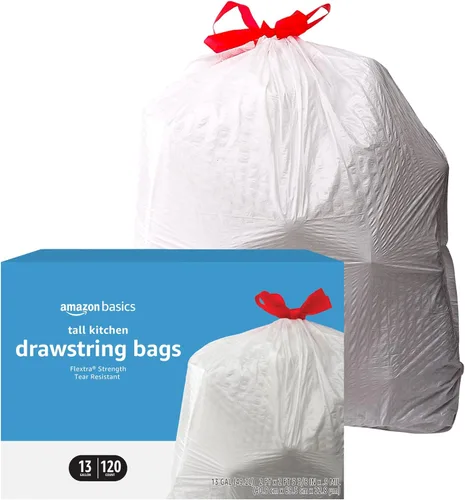 Vista 4 de Tienda Basics Flextra - Bolsas de basura altas con cordón para cocina, 13 galones, 120