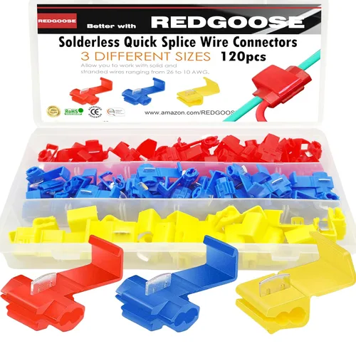 Vista 9 de 100 unidades de conectores de cable de empalme rápido sin soldadura, conector de cable eléctrico de cierre de clic calibre 12-10 (amarillo)