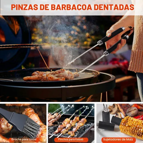 Vista 4 de Grilljoy Accesorios de BBQ Juego de Herramientas de Parrilla - 22 Piezas de Acero Inoxidable Accesorios de Parrilla de Barbacoa para Parrilla al