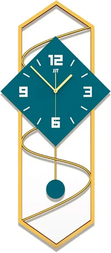 Vista 3 de FF&XX Reloj de pared moderno con péndulo, reloj de pared silencioso sin tictac para decoración de sala de estar, reloj de pared grande de péndulo