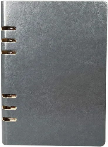 Vista 10 de Cuaderno clásico A5 recargable de cuero con bolsillo suelto de 6 agujeros, organizador personal, carpeta de cuaderno reutilizable, multifuncional