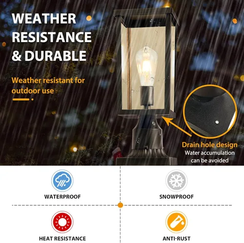 Vista 7 de Dusk to Dawn Outdoor Post Light Hardwired 120V, 2 Pack Aluminum Lamp Post Light, Waterproof Outside Post Lantern Fixture with Pier Mount Base