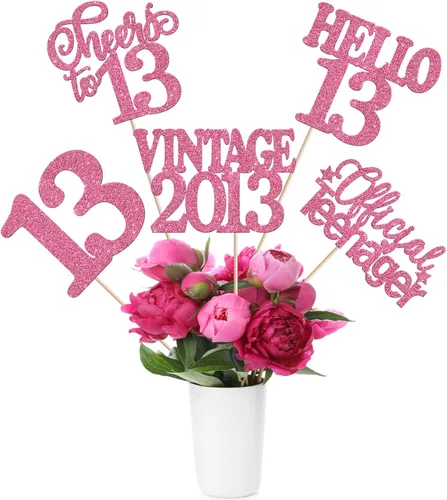 Vista 75 de 15 piezas de centro de mesa de feliz cumpleaños número 10 palos de diez dígitos dobles vintage 2015 centros de mesa de flores palos saludos a 10