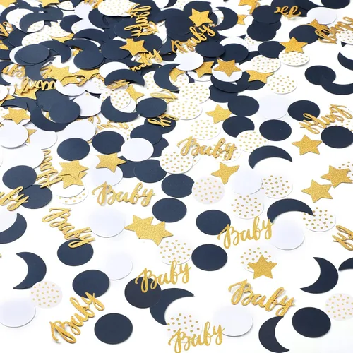 Vista 9 de Minatee 400 piezas de decoración de confeti para baby shower, confeti de mesa, puntos de confeti para revelación de género, decoración de boda