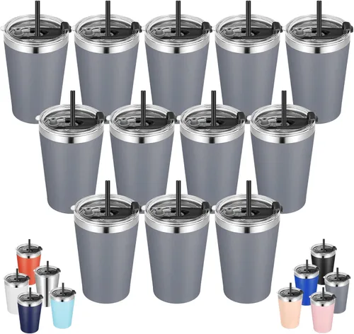Vista 26 de VEGOND - Vaso térmico de acero inoxidable de 12 onzas con aislamiento al vacío de doble pared, vaso para viaje con tapa y pajita reutilizable