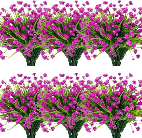 Vista 16 de Turnmeon - 20 Ramos de flores artificiales para decoración de exteriores, primavera o verano, hogar o jardín, resistentes a los rayos ultravioleta