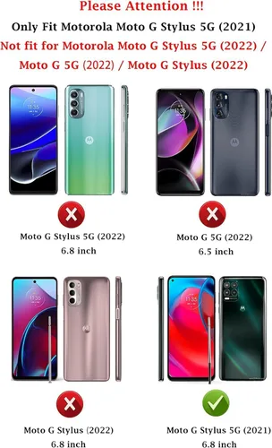 Vista 2 de Jeylly para Moto G Stylus 5G 2021 Funda con [2 Pack] Protector de Pantalla de Vidrio Templado, Protección Grado Militar Anti-Arañazos, Funda