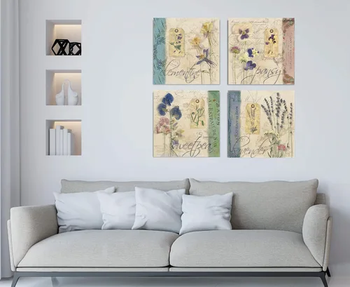 Vista 49 de Wexford Home Colección de primavera de jardín de campo francés, colección de primavera, juego de 4 paneles para decoración de pared de oficina