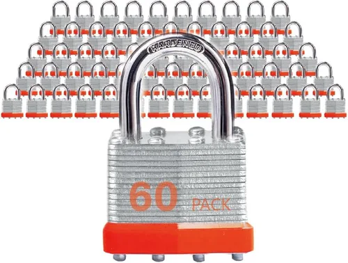 Candados de acero laminado con llave similar con grillete normal para cobertizos, cercas y casilleros (paquete de 60)
