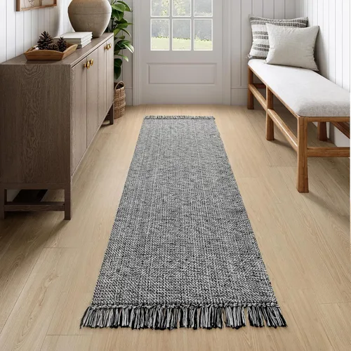 Vista 72 de Collive Alfombra de Baño Negra, 2' x 3' Tejida a Mano Lavable Alfombras Pequeñas de Cocina, Alfombra de Entrada Reversible de Algodón Alfombra
