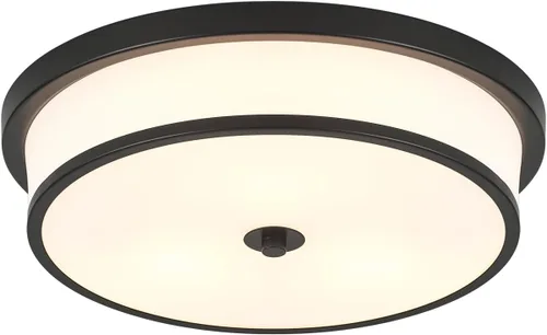 Vista 10 de Lámpara de techo empotrada de 12 pulgadas, Luminarias de techo de 2 luces pegadas al techo con acabado de bronce frotado con aceite para baño
