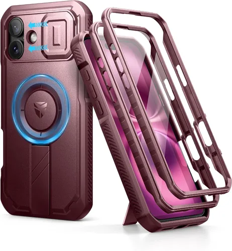 Vista 95 de Dexnor - Funda para iPhone 12 & iPhone 12 Pro con tapa deslizante para cámara, soporte ajustable y protector de pantalla integrado, carcasa
