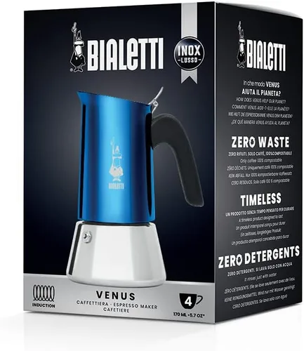 Vista 14 de Bialetti – New Venus, máquina de café espresso de acero inoxidable, apta para todo tipo de estufas, 2 tazas (85 ml), aluminio, plateado