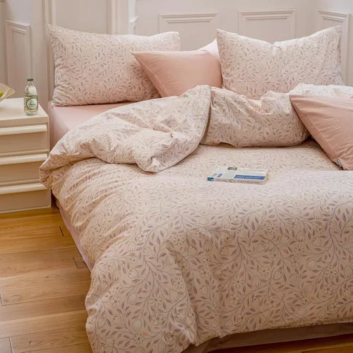 Vista 3 de EAVD Funda de edredón reversible con diseño floral botánico rosa, tamaño individual, suave, 100% algodón, juego de ropa de cama floral rosa