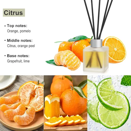 Vista 2 de Difusor de cañas, aceites aromáticos cítricos y naranjas, fragancia