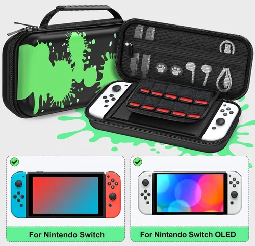 Vista 2 de Switch Case Compatible with Nintendo Switch OLED and Nintendo Switch, Switch OLED Case - Portable Hard Shell Travel Switch Carrying Case for Switch