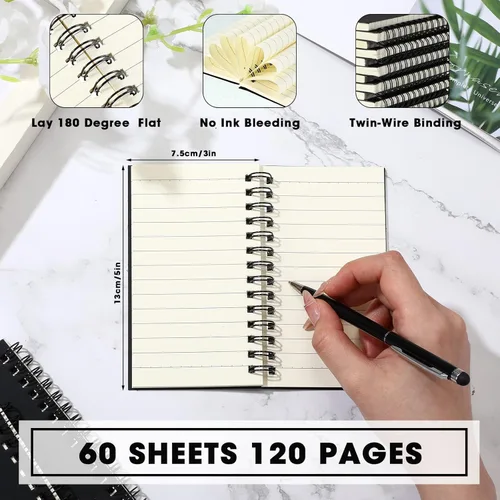 Vista 2 de Jutom 2 cuadernos pequeños en espiral, blocs de notas de 3 x 5 pulgadas, cuadernos de bolsillo pequeños a granel, mini bloc de notas con páginas