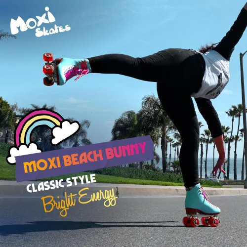 Vista 3 de Moxi Beach Bunny Roller Skates for Women - Colorful, Precision-Fit Skate with High-Rebound Wheels, Moisture-Wicking Lining & Padding, Roller Skates