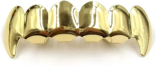 Vista 6 de NUOBESTY Parrillas doradas de dientes Hip Hop para boca superior inferior, Metal