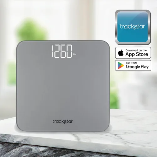 Vista 2 de Trackstar Digital Weight Scale 440 lb Weight Capacity Trackstar Monitoring App Bluetooth iOS & Android Compatible Measure, Track, and Share