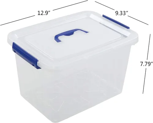 Vista 2 de Paquete de 4 cajas de almacenamiento de plástico de 10 L, caja de almacenamiento transparente con tapa Secure Side Buckle Latches, Dustproof Lid