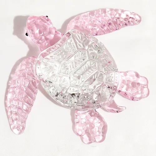 Movdyka Regalos de decoración de tortugas marinas de cristal rosa para mujeres, estatua de tortugas marinas, arte soplado, colección de esculturas