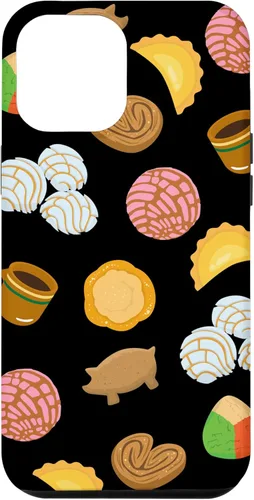 Vista 25 de iPhone 14 Plus Conchas Pan Dulce Patrón Negro Teléfono Caja Latina Caja De Regalo