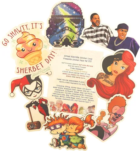 Vista 8 de Paquete de calcomanías grandes y cómodas para sofá, calcomanías de vinilo dibujadas a mano, tamaño promedio de 4.5 pulgadas, resistente al agua