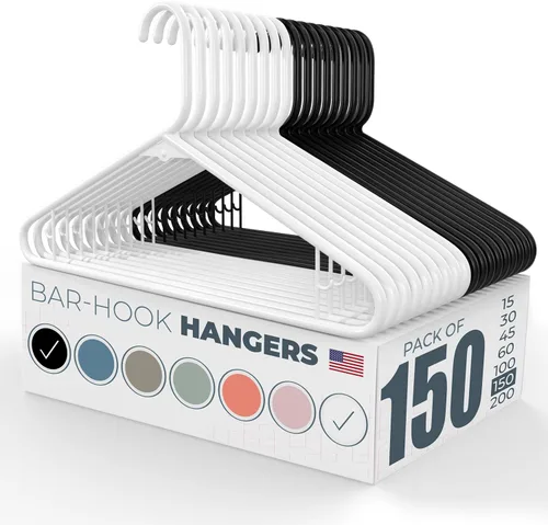 Vista 61 de Perchas de plástico fuertes hechas en Estados Unidos a granel, 20, 30, 50, 100 unidades, disponibles, para ropa de lavandería, perchas de plástico