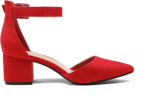Vista 5 de DREAM PAIRS Annee - Zapatos de tacón bajo y grueso con puntera puntiaguda