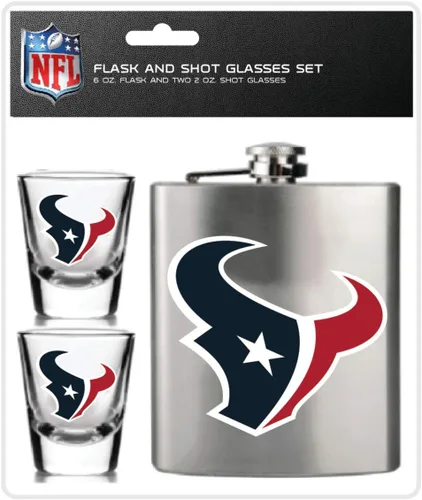 Vista 4 de Juego de vasos de chupito y petaca de acero inoxidable de la NFL
