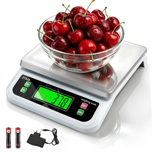 Vista 8 de Grandes básculas de alimentos para cocina 88 libras/40 kg báscula digital de alimentos con función de tara y PCS bandeja de acero inoxidable báscula