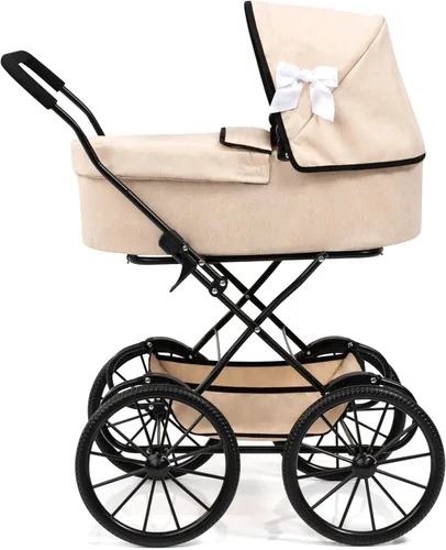 Vista 3 de Bayer Design: Cochecito de muñeca Clásico - Beige & Negro - Cuna de Paseo, Funda de Capazo, Bolso de Hombro, Plegable, Juguete para Muñecas de hasta