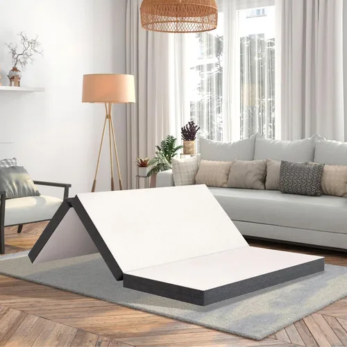 Vista 9 de Colchón plegable, colchón de espuma viscoelástica de gel de tres pliegues, colchón plegable portátil con funda lavable y parte inferior