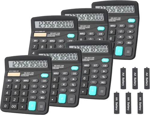 Vista 9 de Calculadoras, calculadora de botón grande con pantalla LCD en ángulo de 12 dígitos, función de escritorio portátil de doble potencia para oficina
