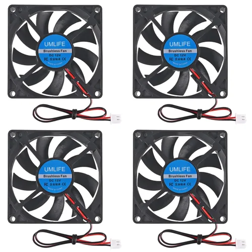 Vista 9 de UMLIFE 4 unids DC 3.150 in 5V USB Fan 3D Impresora 80x80x15 5V USB sin escobillas Ventilador de refrigeración para impresora 3D PC CPU Caja