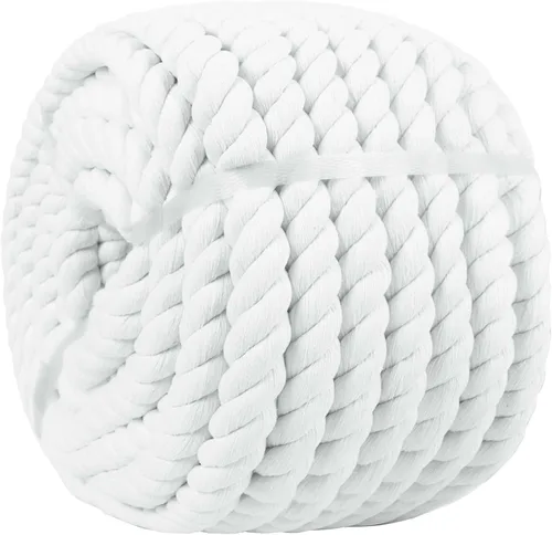 Vista 8 de Cuerda de algodón 10% (1/2 pulgada x 50 pies), cuerda de algodón suave y fuerte para manualidades, deportes, decoración de bodas, cestas de flores