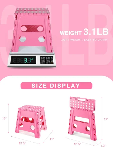Vista 48 de Dyforce Taburete plegable de 9 pulgadas, taburete para niños, taburetes resistentes para adultos, taburetes de pie compactos, taburetes ligeros